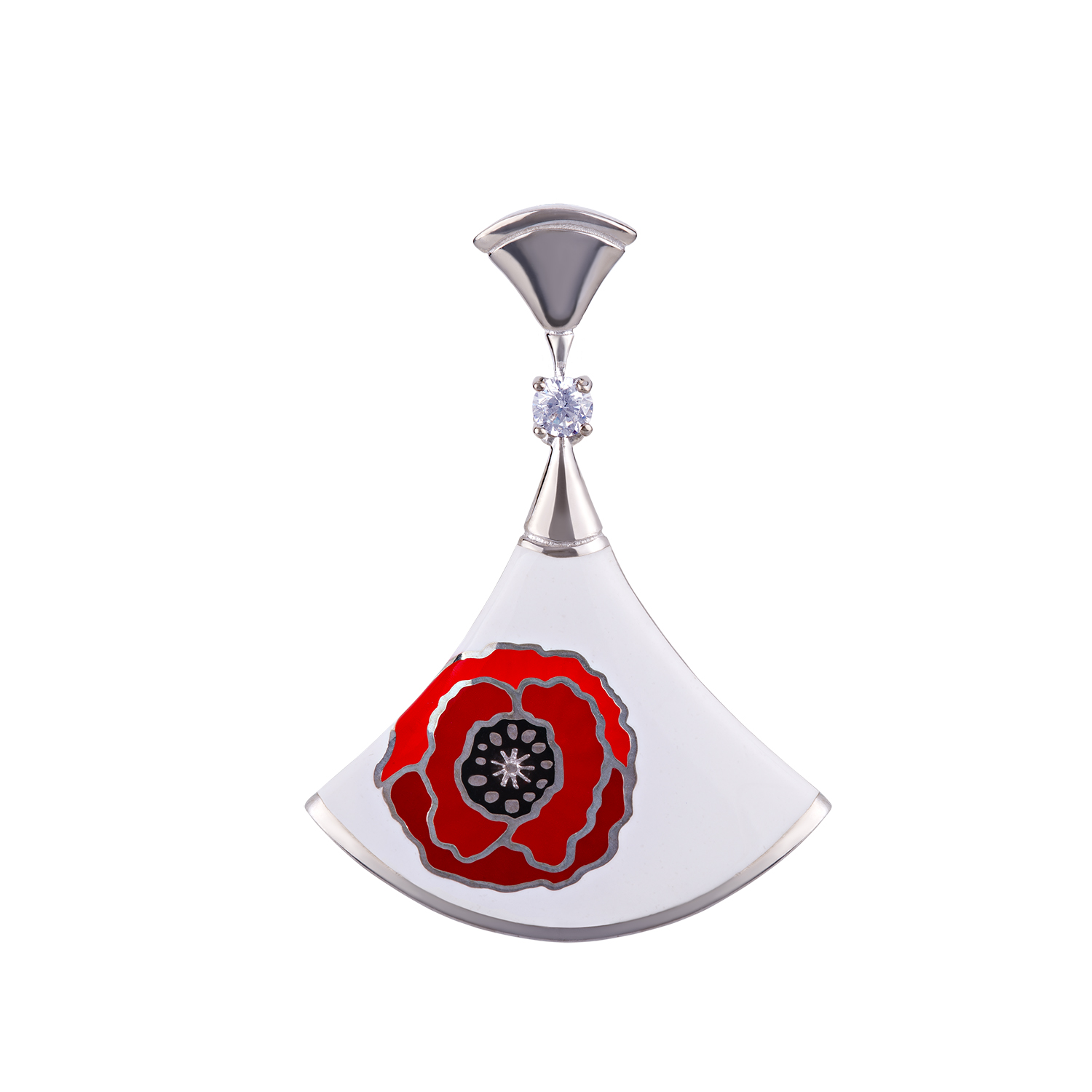 

Серебряный кулон Грейс с цирконием, красной и белой эмалью 000072281
