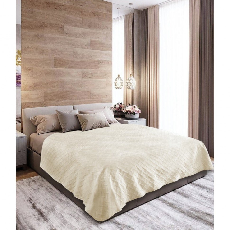 

Двуспальное покрывало ТЕП Velure Золотой беж/Ромб 180x240 2000008659109