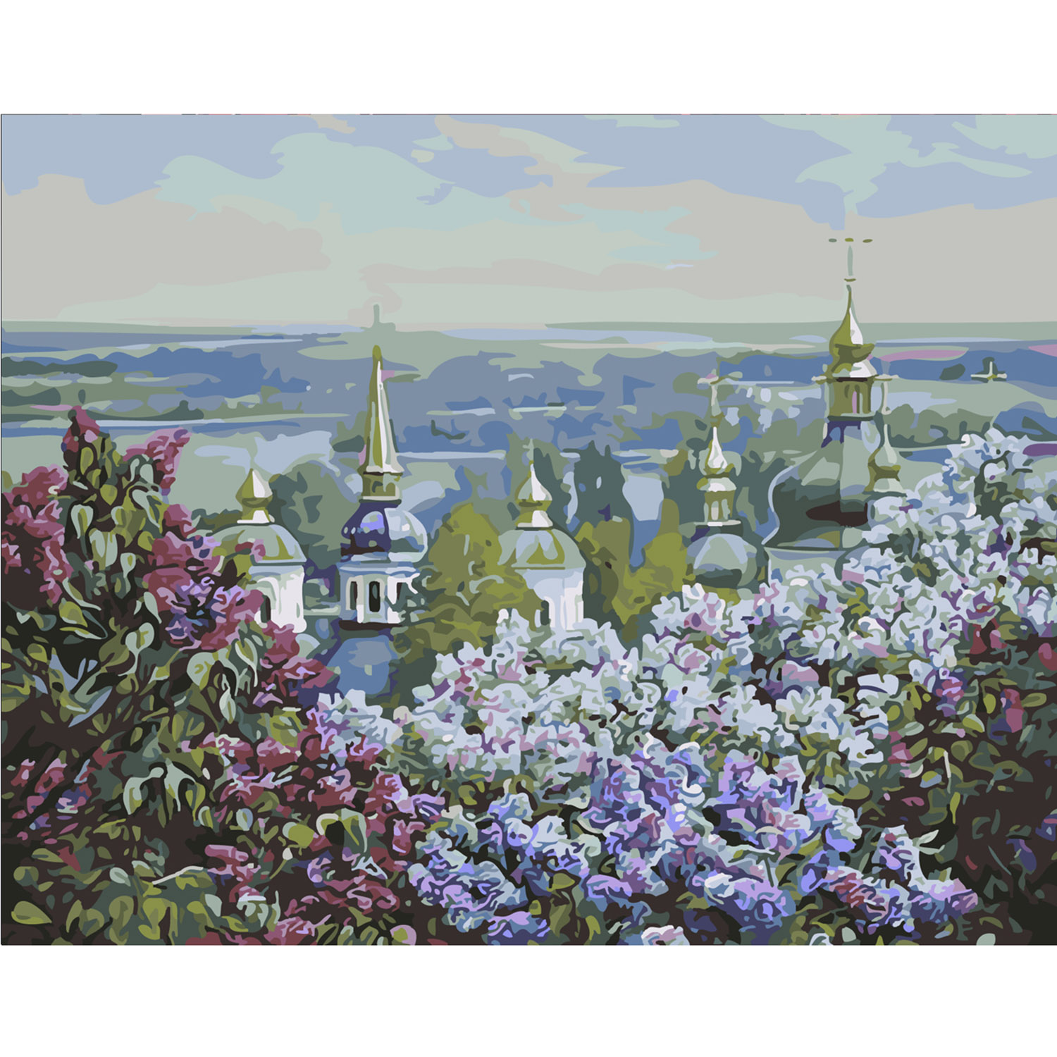 

Картина по номерам Сирень над церквями, 40х50 см, Strateg (SY6188)