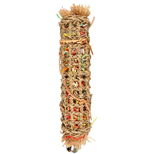 

Плетеная интерактивная игрушка с колокольчиком для попугаев Papyr Parakeet Toy Tube 11 x 9 x 45 см Flamingo BGL-KF-882