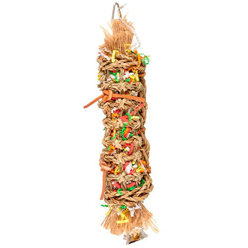 

Плетеная интерактивная игрушка с колокольчиком для попугаев Papyr Parakeet Toy Tube 7 x 6.5 x 34 см Flamingo BGL-KF-881
