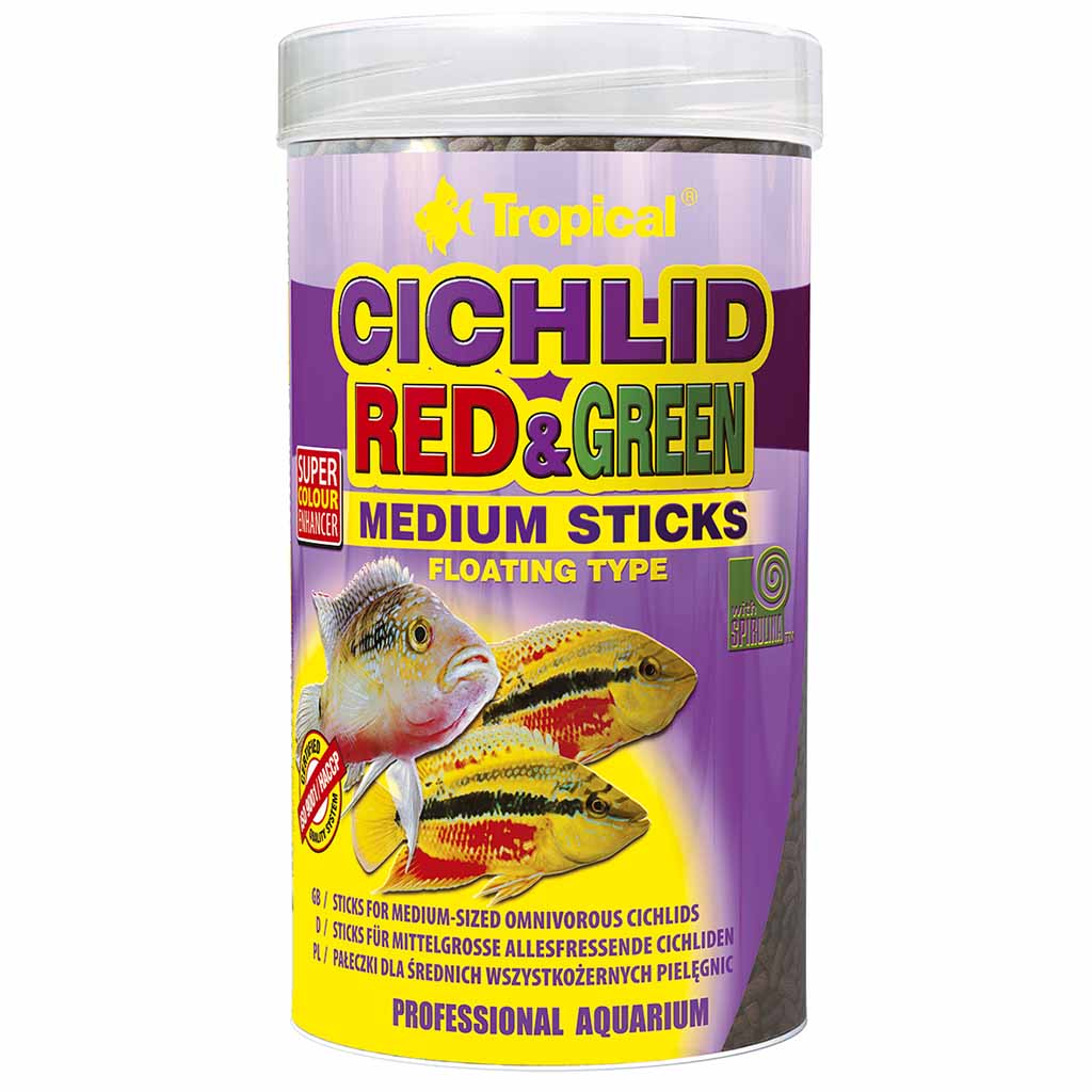

Сухой корм для цихлид в палочках Cichlid Red&Green Medium ST TROPICAL 1 л - 360 г Tropical BGL-TL-62
