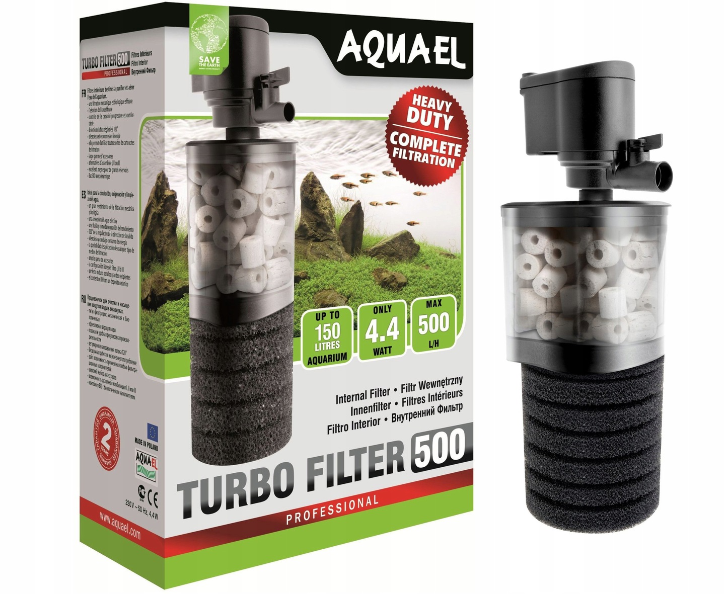 

Внутренний фильтр для аквариума Aquael TURBO FILTER 500 AQUAEL Turbo 4.4 Вт Aquael BGL-AE-111