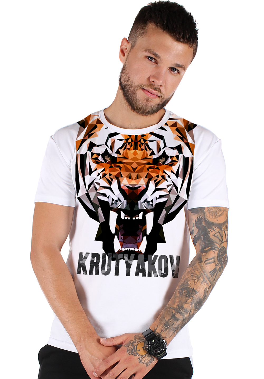 

Футболка чоловіча Krutyakov TIGER XXL білий 197872