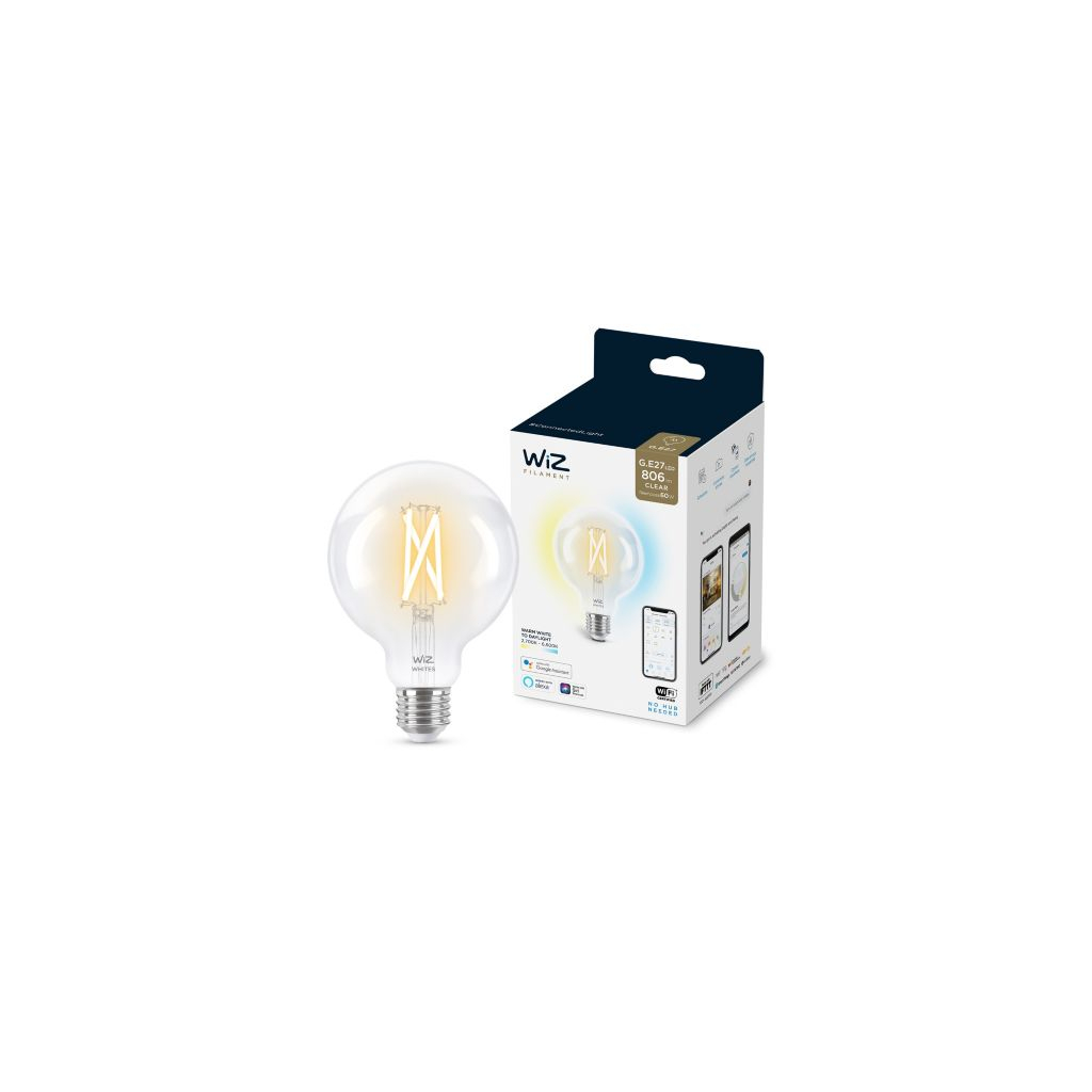 

Умная лампочка WiZ E27 7W(60W 806Lm) G95 2700-6500 филаментная Wi-Fi