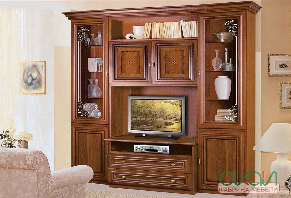 

Гостиная стенка Капри ТВ Скай 232х54х228 орех караваджо/орех лунгарно