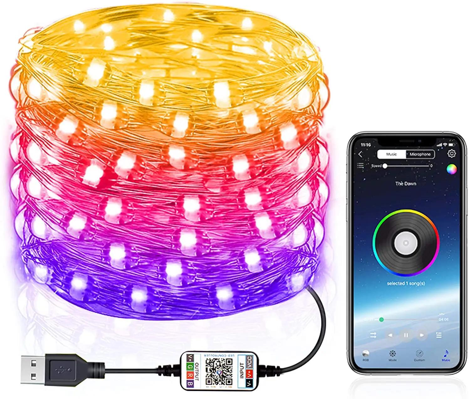 Умная светодиодная гирлянда смарт нить на проволоке 20 м 20 LED Smart RGB  Bluetooth управление через телефон питание от USB мигает под музыку – фото,  отзывы, характеристики в интернет-магазине ROZETKA от продавца: