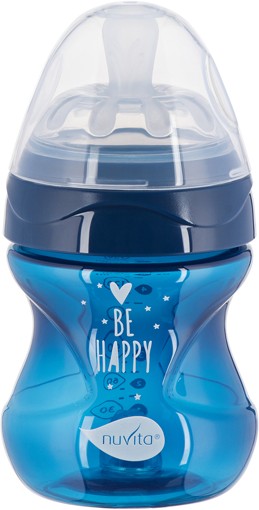 Акція на Детская Антиколиковая бутылочка для кормления Nuvita Mimic Cool 150 мл Темно-синяя (NV6012NIGHTBLUE) від Rozetka UA