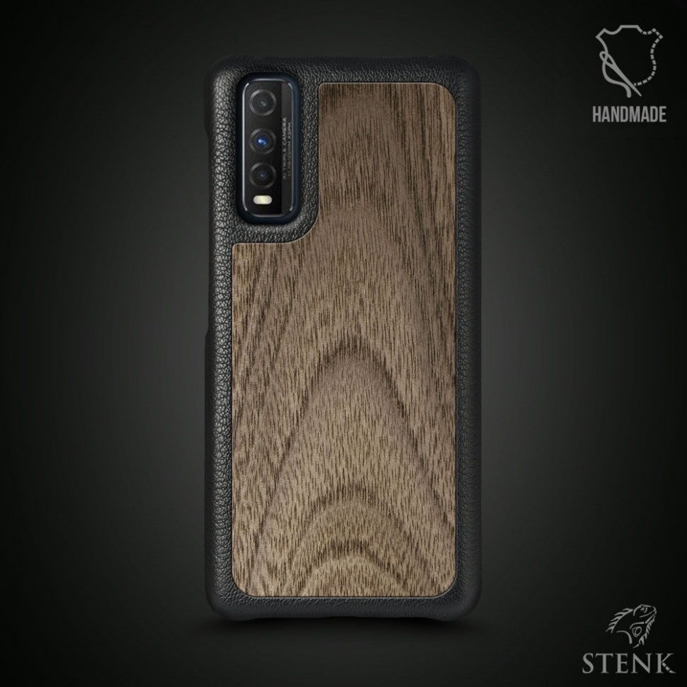 

Кожаная накладка Stenk WoodBacker для Vivo iQOO U1 Чёрная