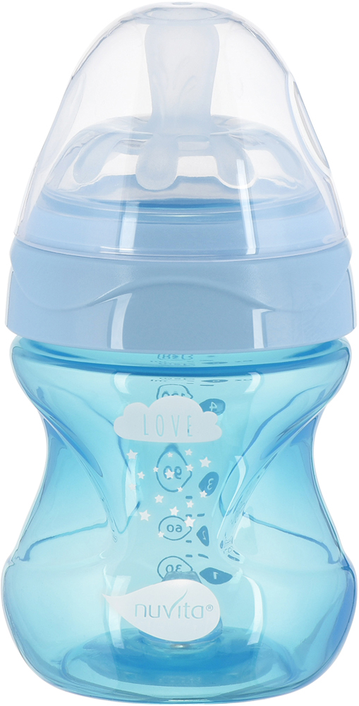 Акція на Детская Антиколиковая бутылочка для кормления Nuvita Mimic Cool 150 мл Голубая (NV6012SKY) від Rozetka UA