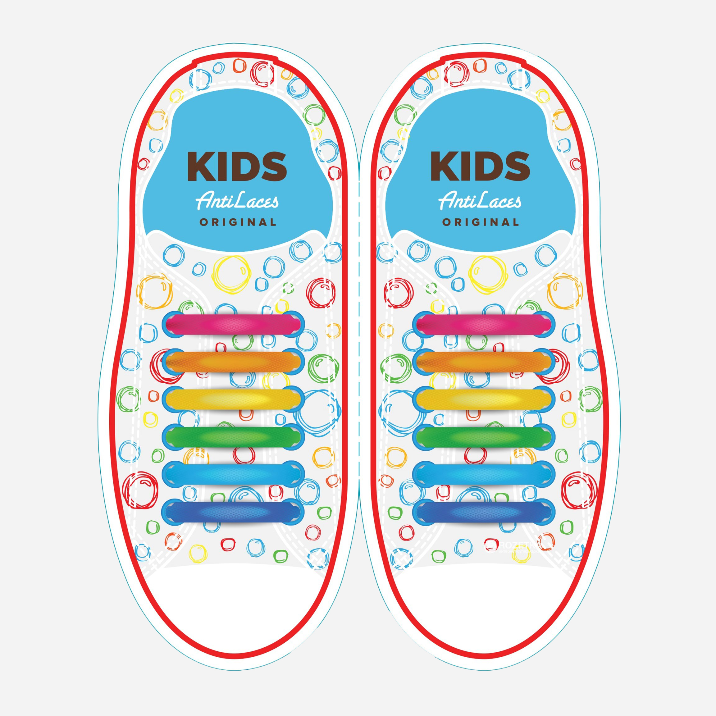 

Силиконовые антишнурки AntiLaces Kids KRBW38 12 шт Радуга