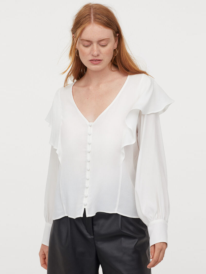 

Блузка H& 060923755 М Белая, Блузка H&M 060923755 М Белая