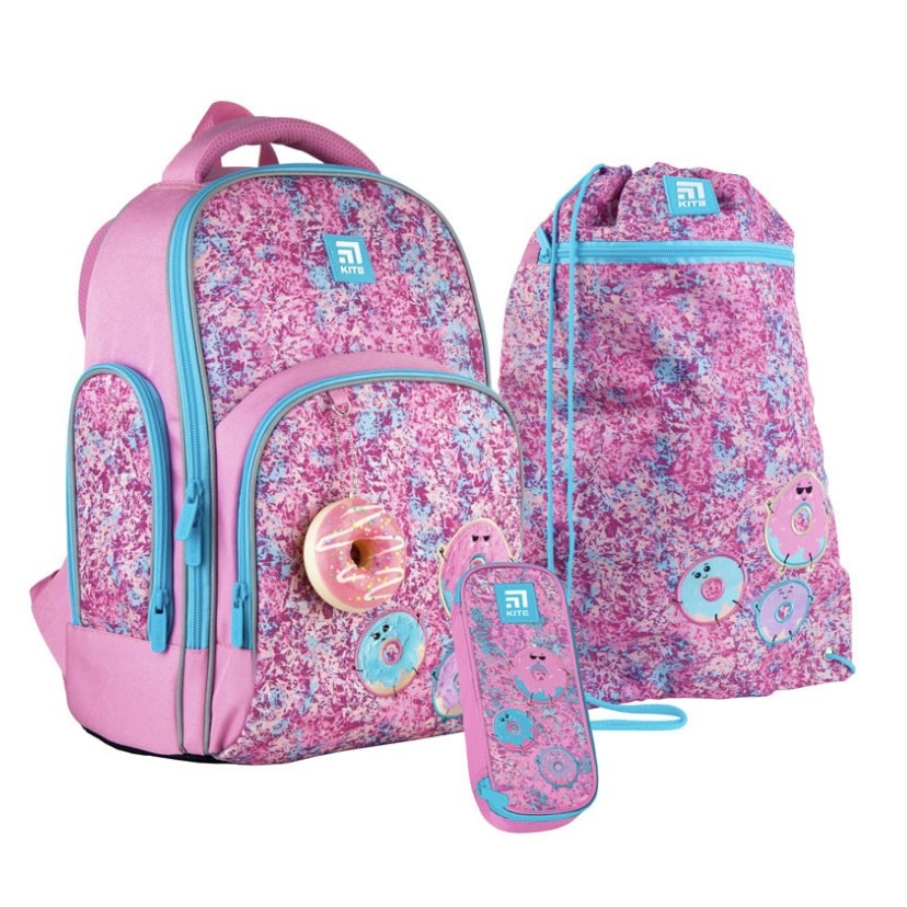 

Коллекция 2021! Набор школьный рюкзак + пенал + сумка для обуви Kite Education Donuts SET_K21-706M-2