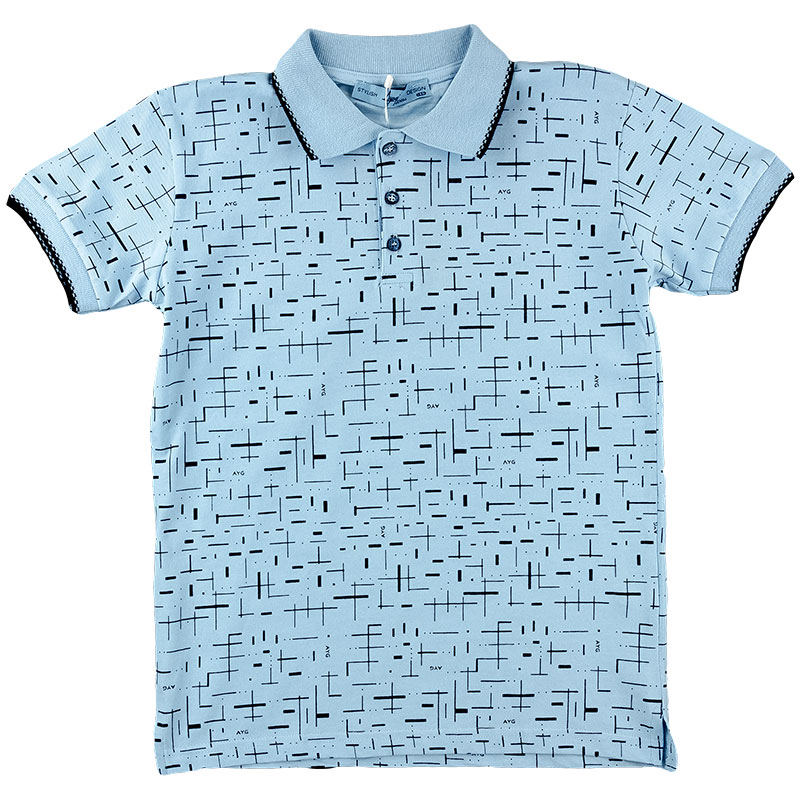 

Поло для мальчика с коротким рукавом A-YUGI (230899263557949) 158 см рисунок на голубом