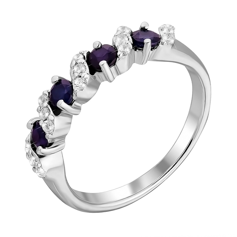 

Серебряное кольцо с сапфирами и фианитами 000125044 17.5 размера