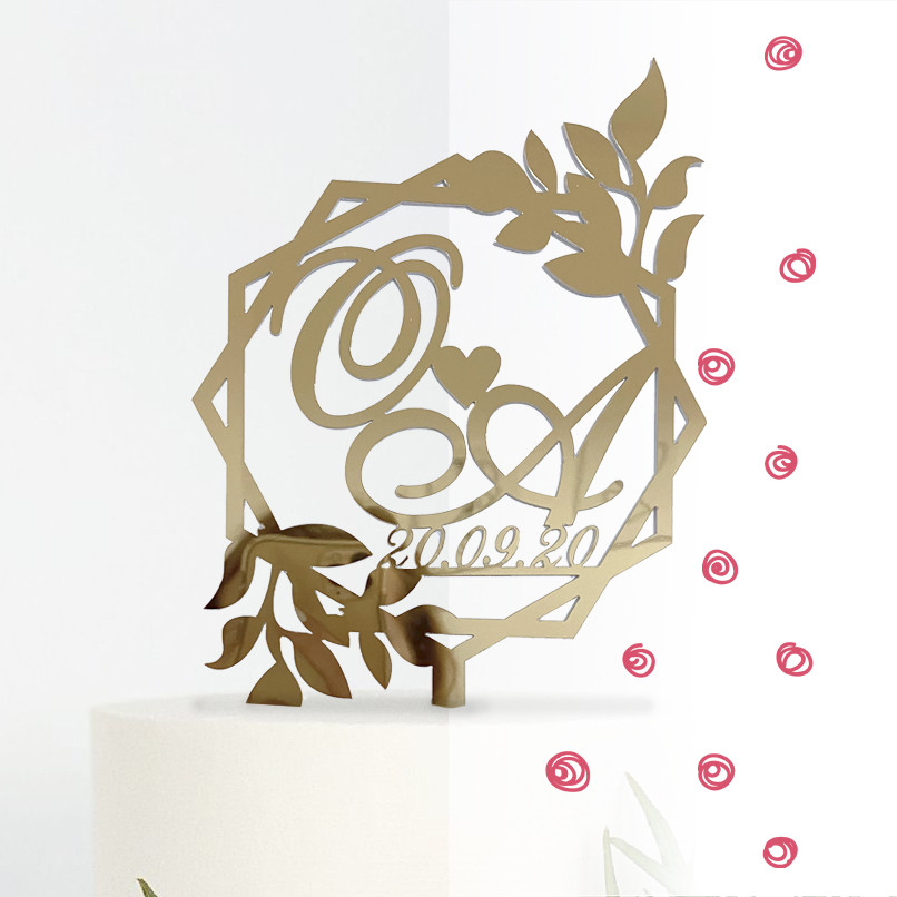 

Топпер фигурка на торт зеркальный двухсторонний Manific Decor Монограмма