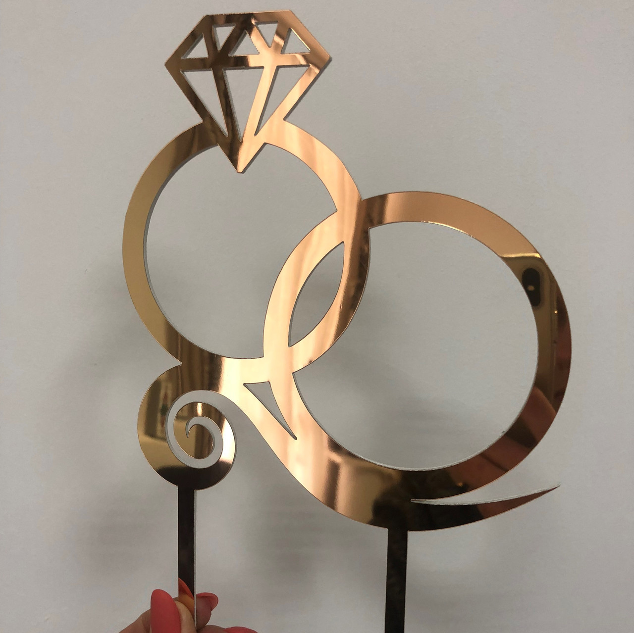 

Топпер фигурка на торт зеркальный двухсторонний Manific Decor Свадебные кольца