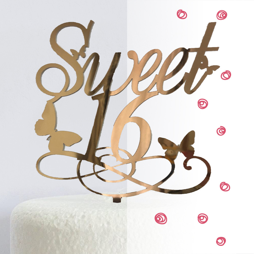 

Топпер фигурка на зеркальный торт двусторонний Manific Decor Sweet 16