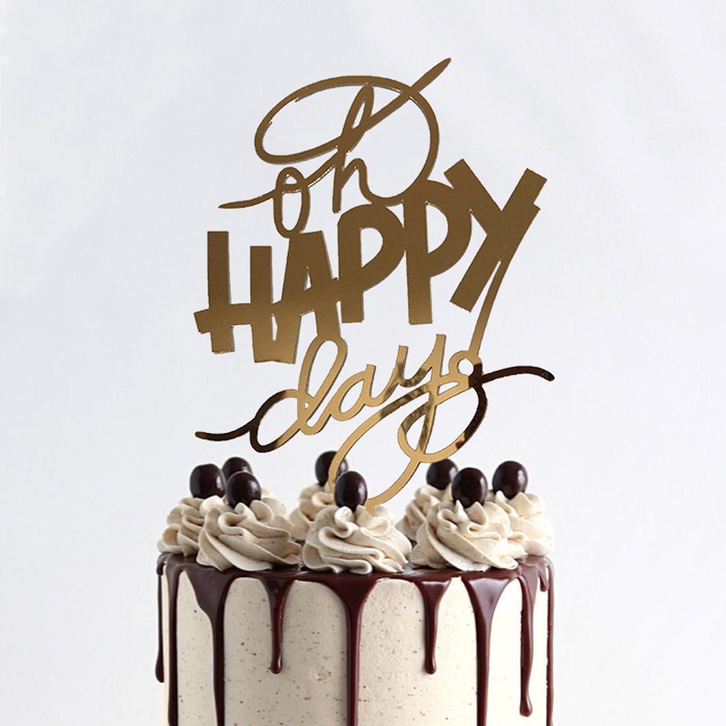 

Топпер фигурка на торт зеркальный двухсторонний Manific Decor Oh Happy Day