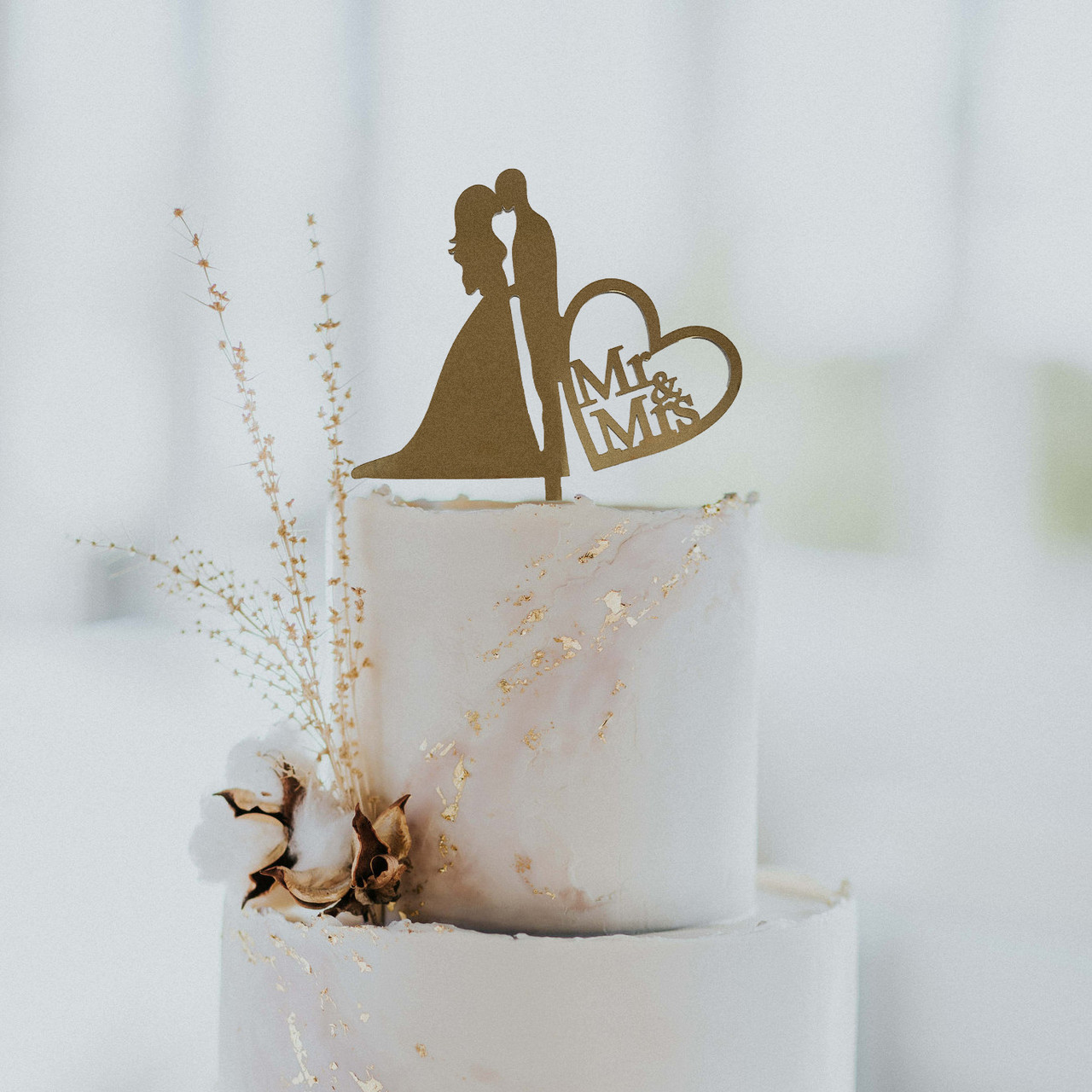 

Топпер фигурка на торт зеркальный двухсторонний Manific Decor Свадебная пара Mr&Mrs
