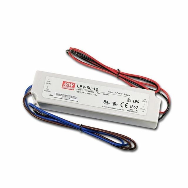 

Импульсный блок питания 12В, 5А в пластиковом корпусе Mean Well LPV-60-12