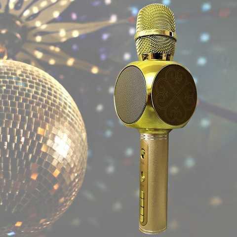 

Беспроводной микрофон караоке 63 с динамиком YS63 золотистый