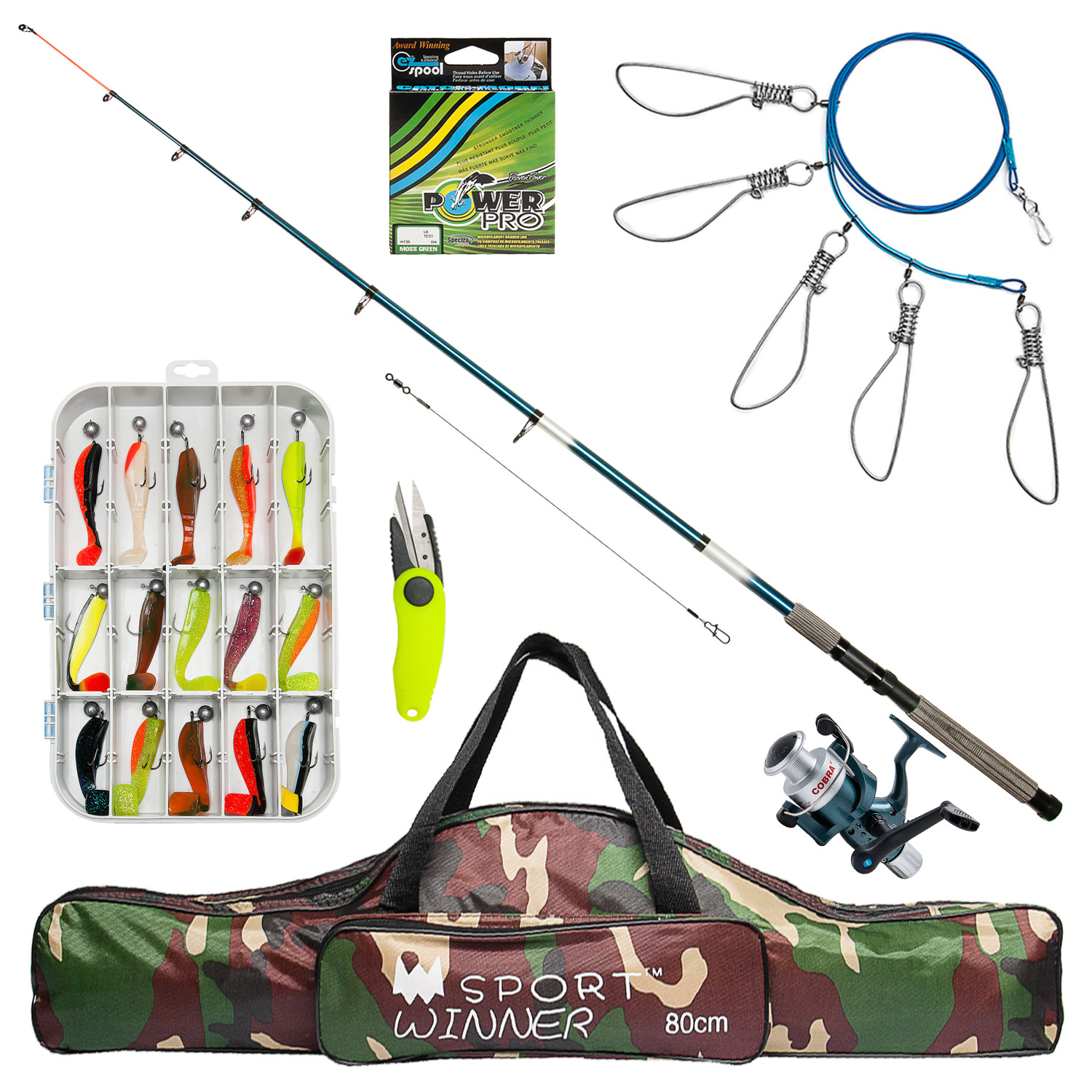 

Спиннинг на хищника в сборе телескопический Master 3 м катушка шнур чехол набор силиконовых приманок полный комплект 944