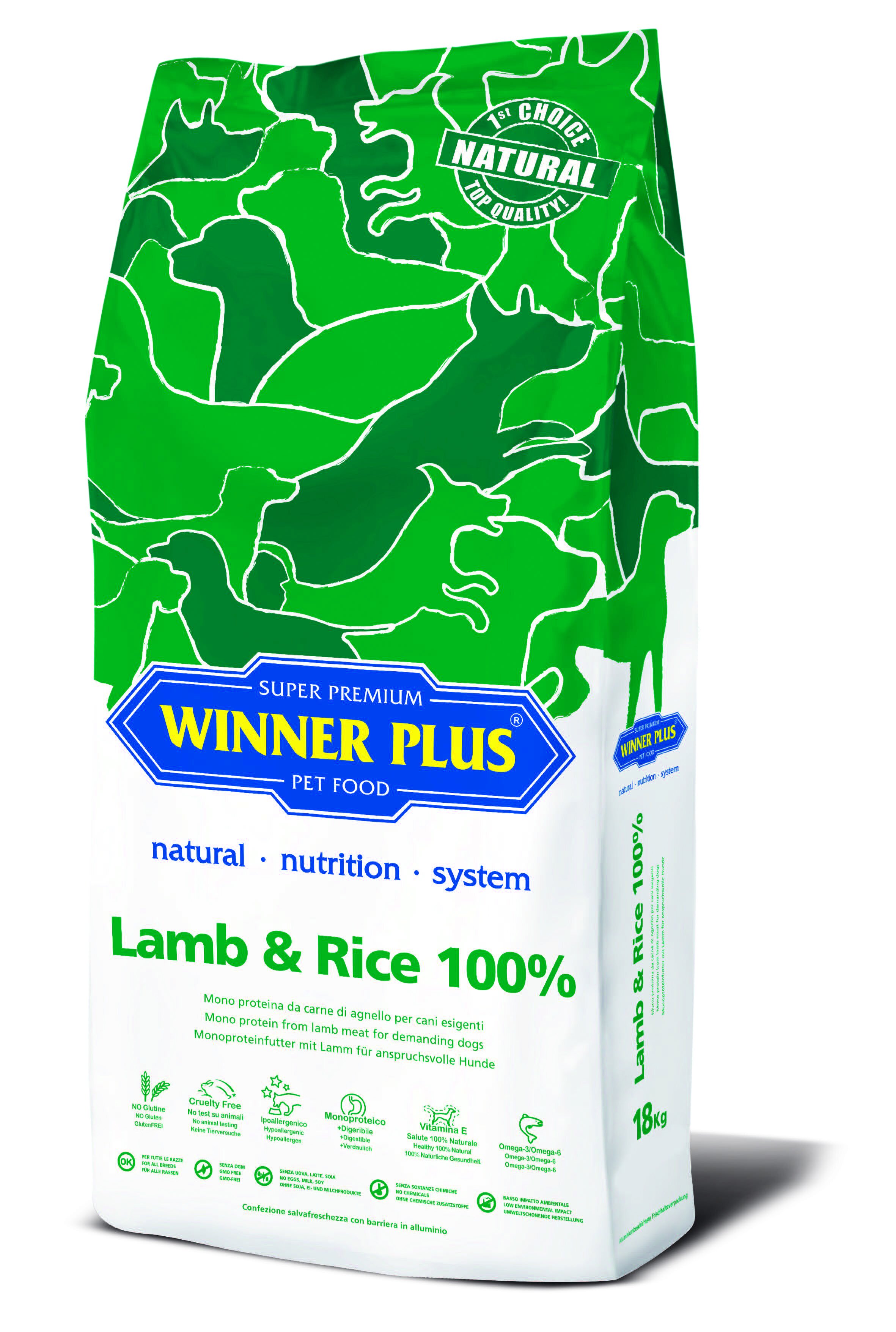 

Сухий корм для собак з ягням і рисом Winner Plus Super Premium Lamb & Rice 18 кг