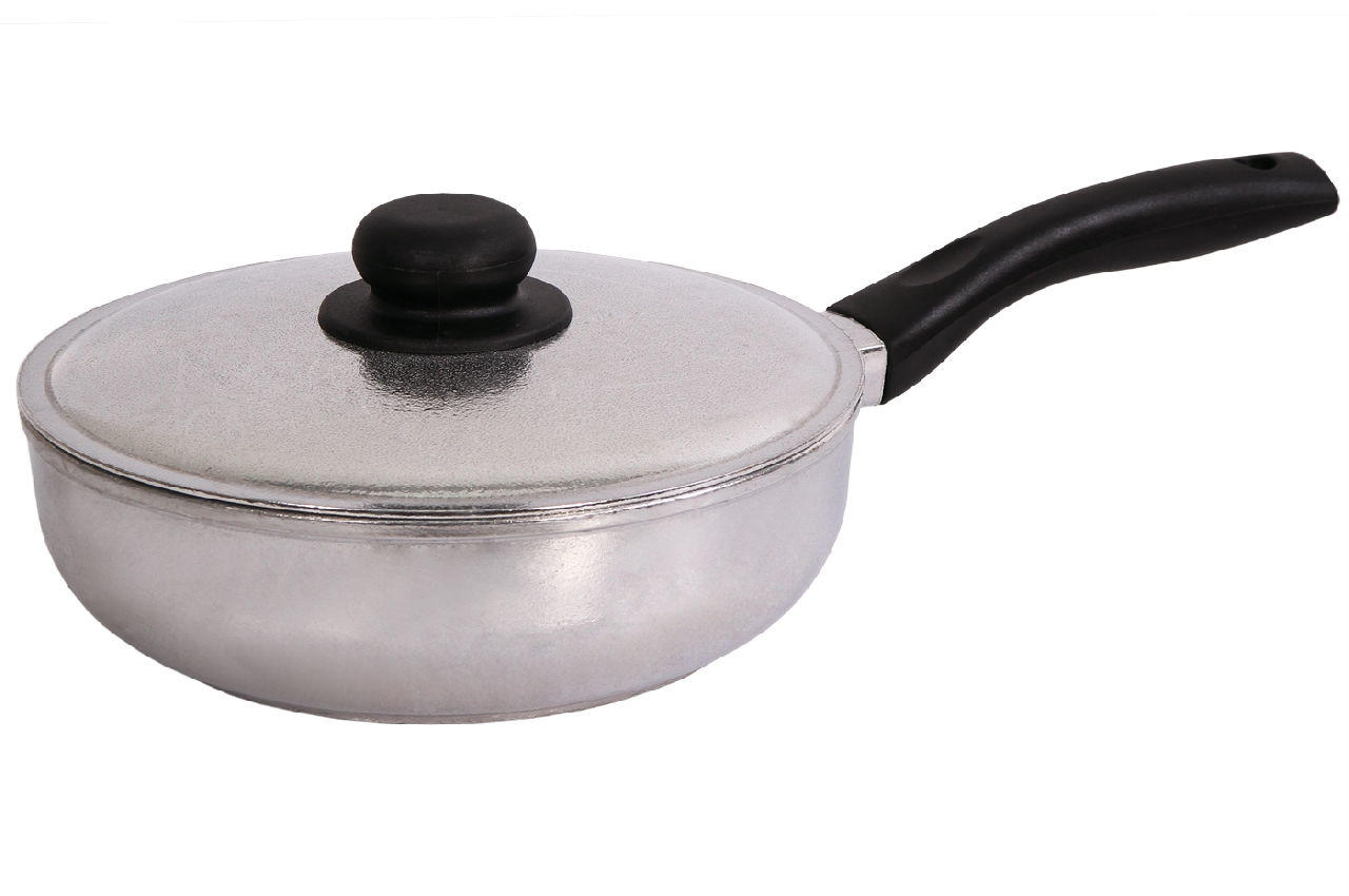 

Сковорода алюминиевая Биол 220 х 118 мм элегант с утолщенным дном и крышкой