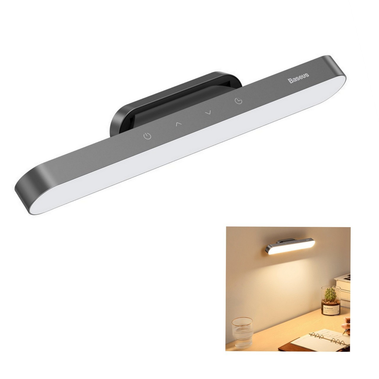 

Лампа BASEUS 4,5 W 1800 mAh аккумуляторная магнитная Серая Magnetic Stepless Dimming Charging Desk Lamp