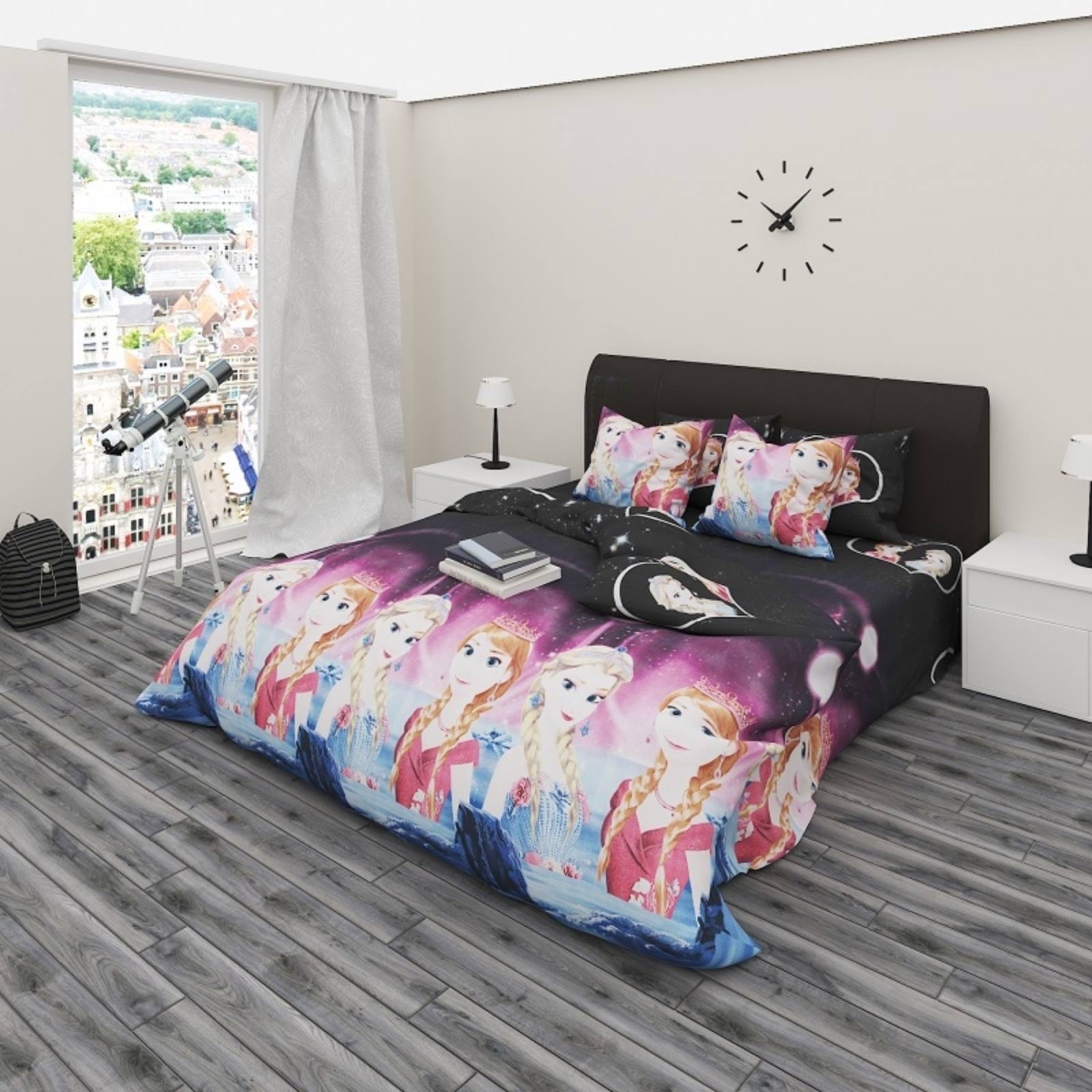 

Постельное белье Vpostelke ранфорс Холодное сердце Принцессы 1.5-Спальный 150х220 см чёрный, голубой