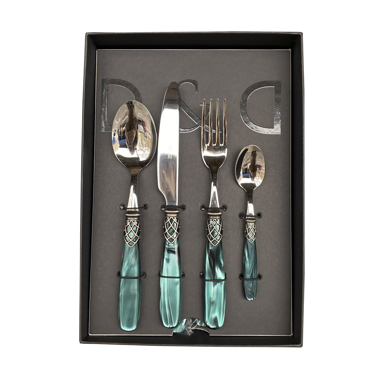 

Набор столовых приборов Domus&Design France Antique Steel Dark Green Pearl 24 шт CD26FRCAS/VS