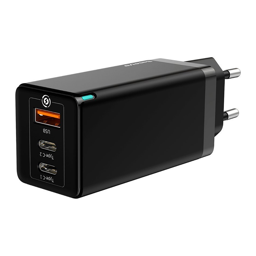 

Зарядное устройство Baseus GaN2 Pro Quick Charger 65W USB-A/2xUSB-C Black (CCGAN2P-B01)