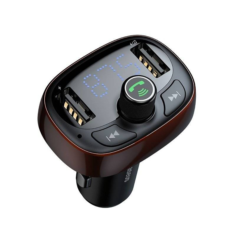 

Автомобильное зарядное Baseus Bluetooth FM Launcher Dual-USB-A Dark Coffee (CCALL-TM12)