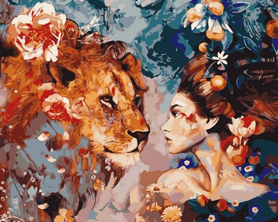 

Ее лев (в раме ) Картина по цифрам для взрослых. Babylon Premium 40x50