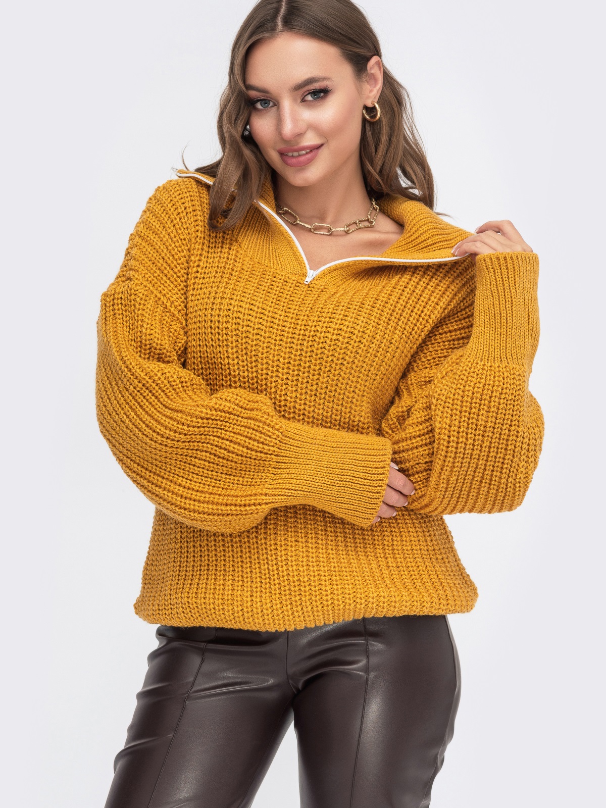 

Свитер Dressa 56078 - Горчичный, Свитер Dressa 56078 44-50 Горчичный