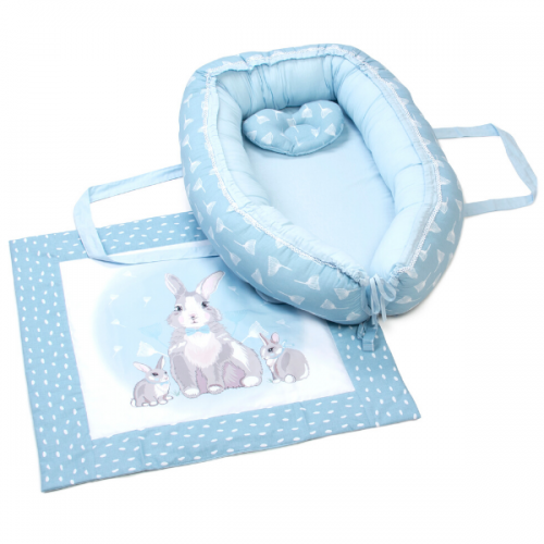 

Кокон-гнездышко для новорожденных Baby Veres Summer Bunny blue 52х80 см