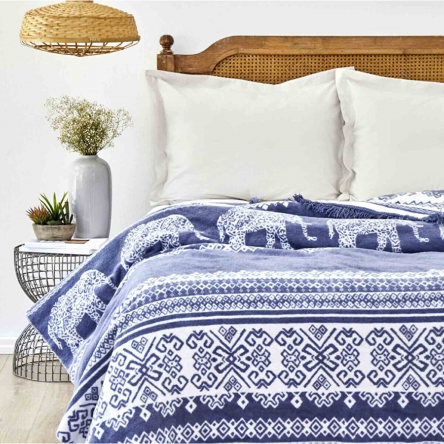 

Плед Karaca Home Colmar indigo индиго 180*220 евро (svt-2000022298834)