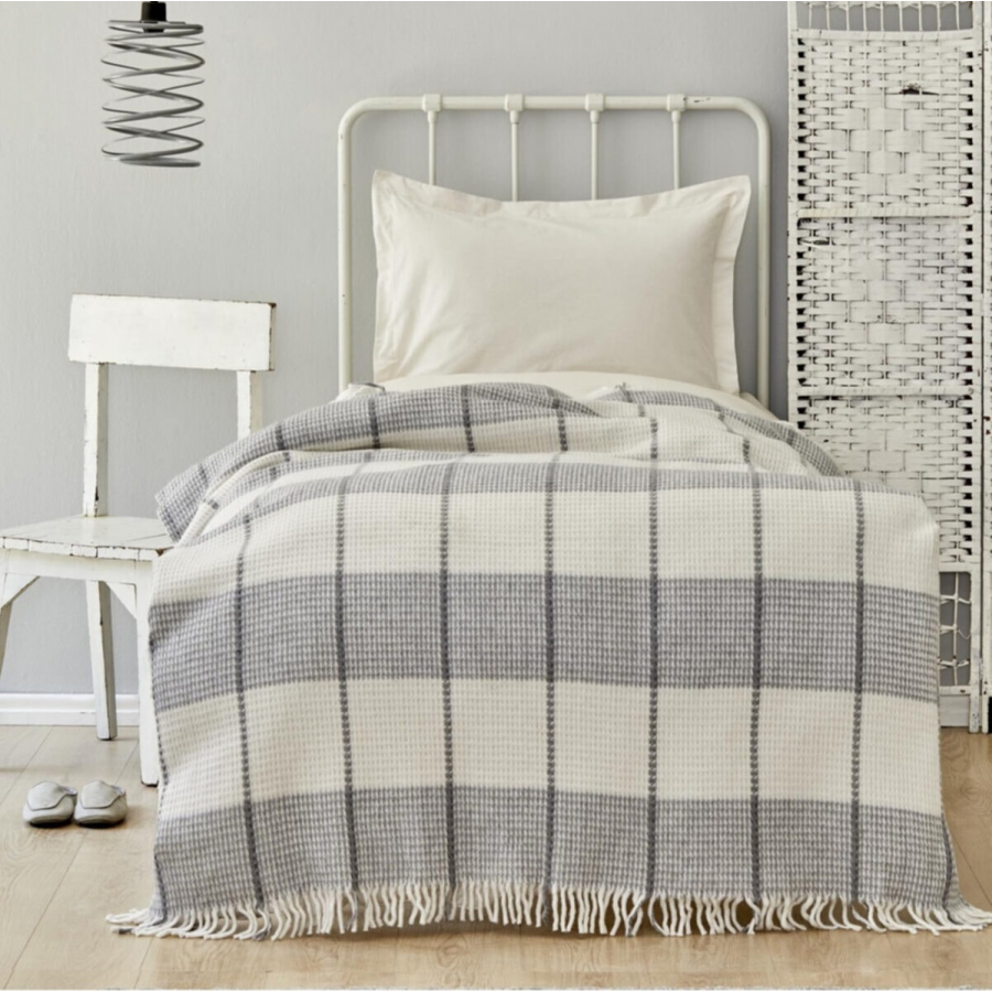 

Плед вафельный Karaca Home Carmen gri серый 150*200 полуторный (svt-2000022298032)