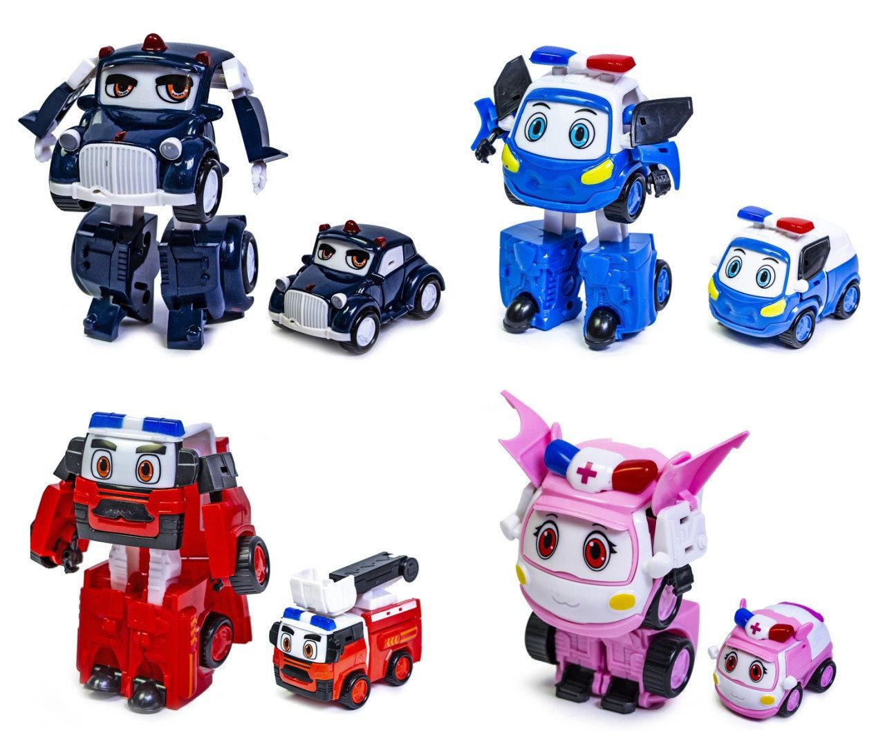 

Набор фигурок 2.0 героев мультфильма Робокар Поли Y.T.W.J., 4 машины трансформера "Альтернативный Дизайн" (Поли, Рой, Эмбер, Масти), 11 см