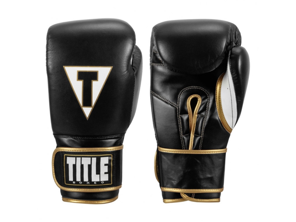 

Перчатки тренировочные TITLE Boxeo Mexican Leather Training Gloves Quatro 16 унций чёрный/белый (5174)