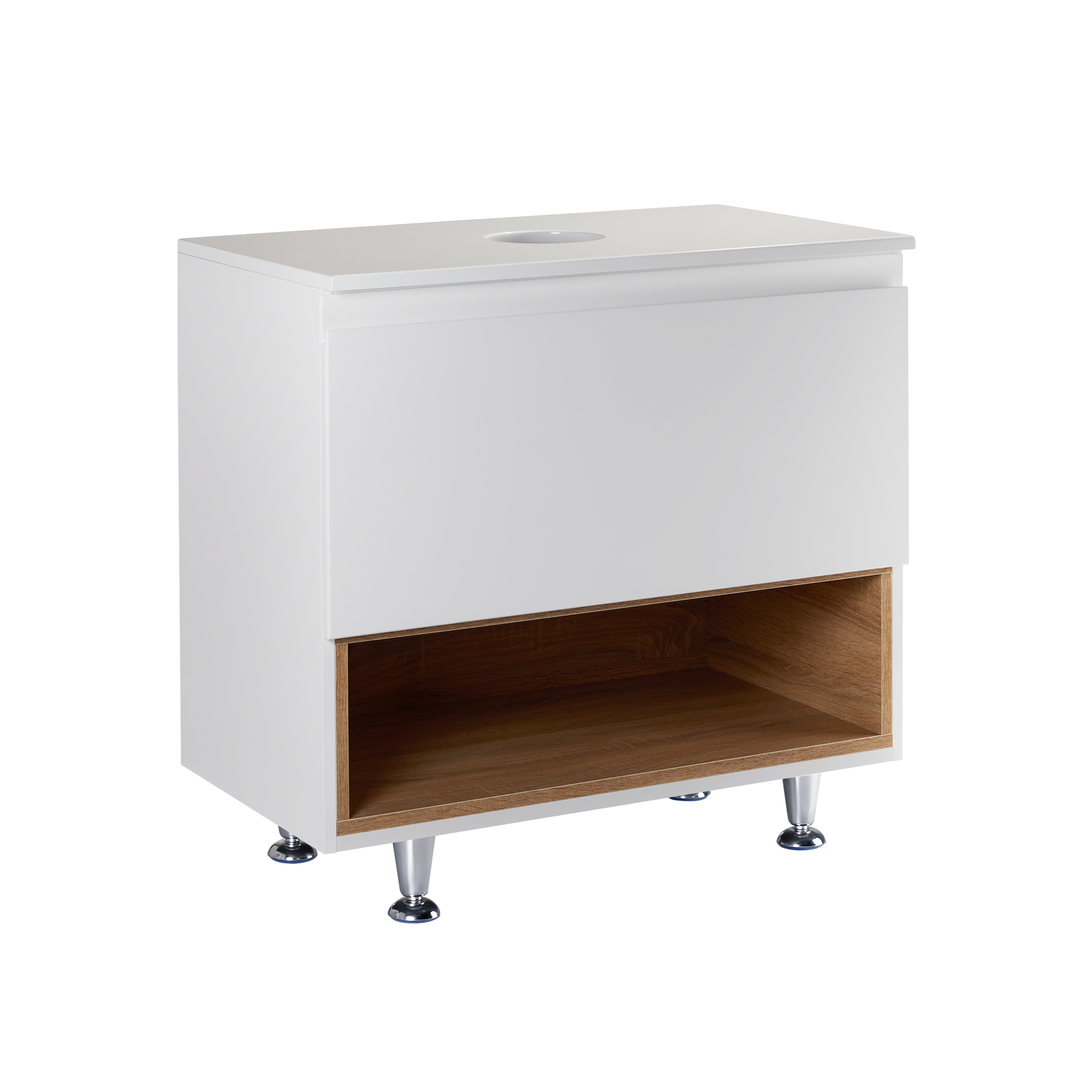 

Тумба напольная Qtap Robin 700х616х437 White/Whitish oak со столешницей QT1380TNН7001WWO