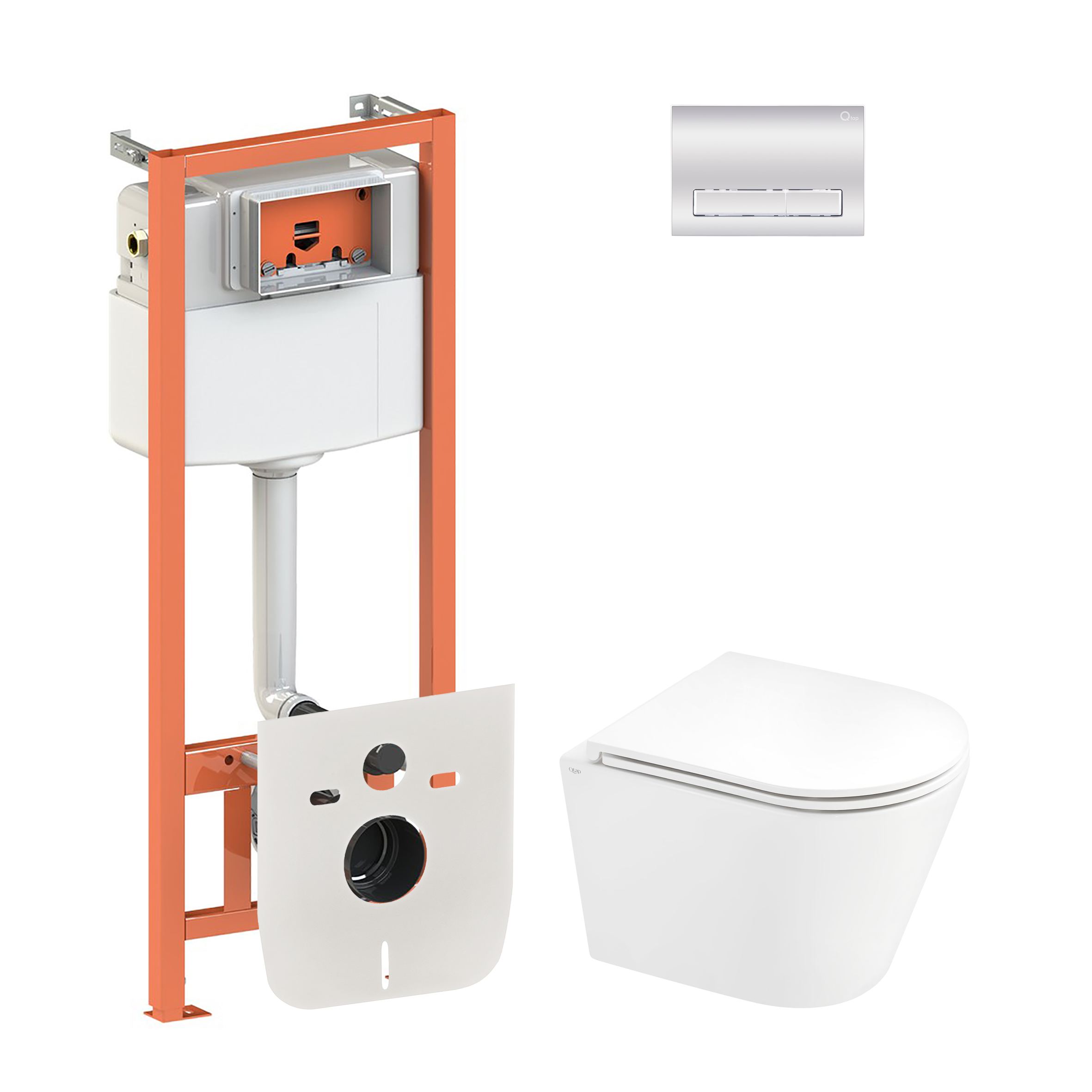 

Набор Qtap инсталляция 4 в 1 с панелью смыва Nest (QT0133M425 + QT0111M08381CRM) + унитаз с сиденьем Scorpio QT1433053ERW