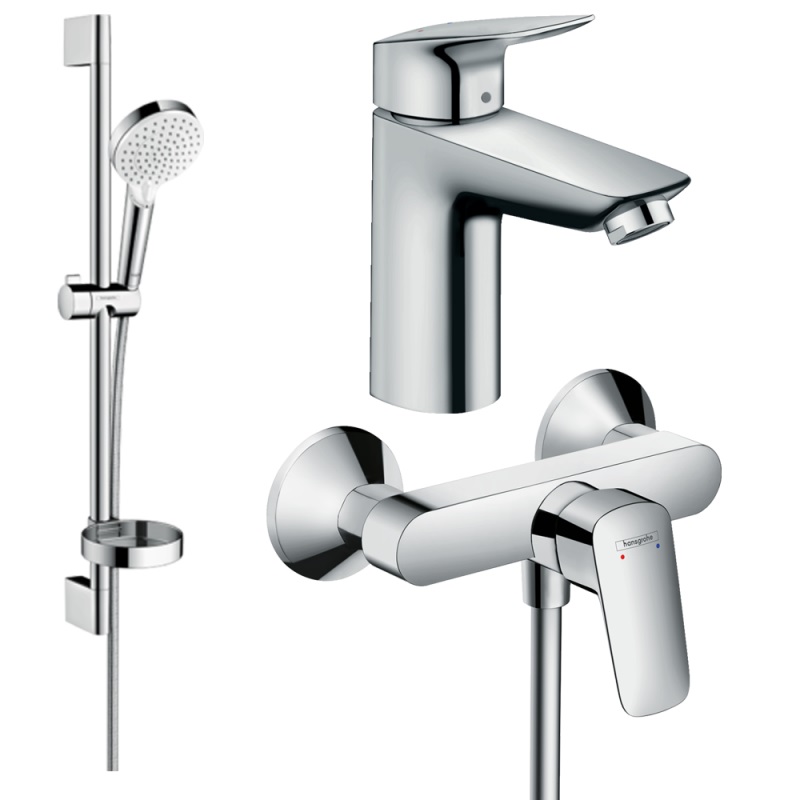 

Набор смесителей для душа Hansgrohe EcoSmart Logis 100 (71104000+71600000+26553400), хром (20200007)