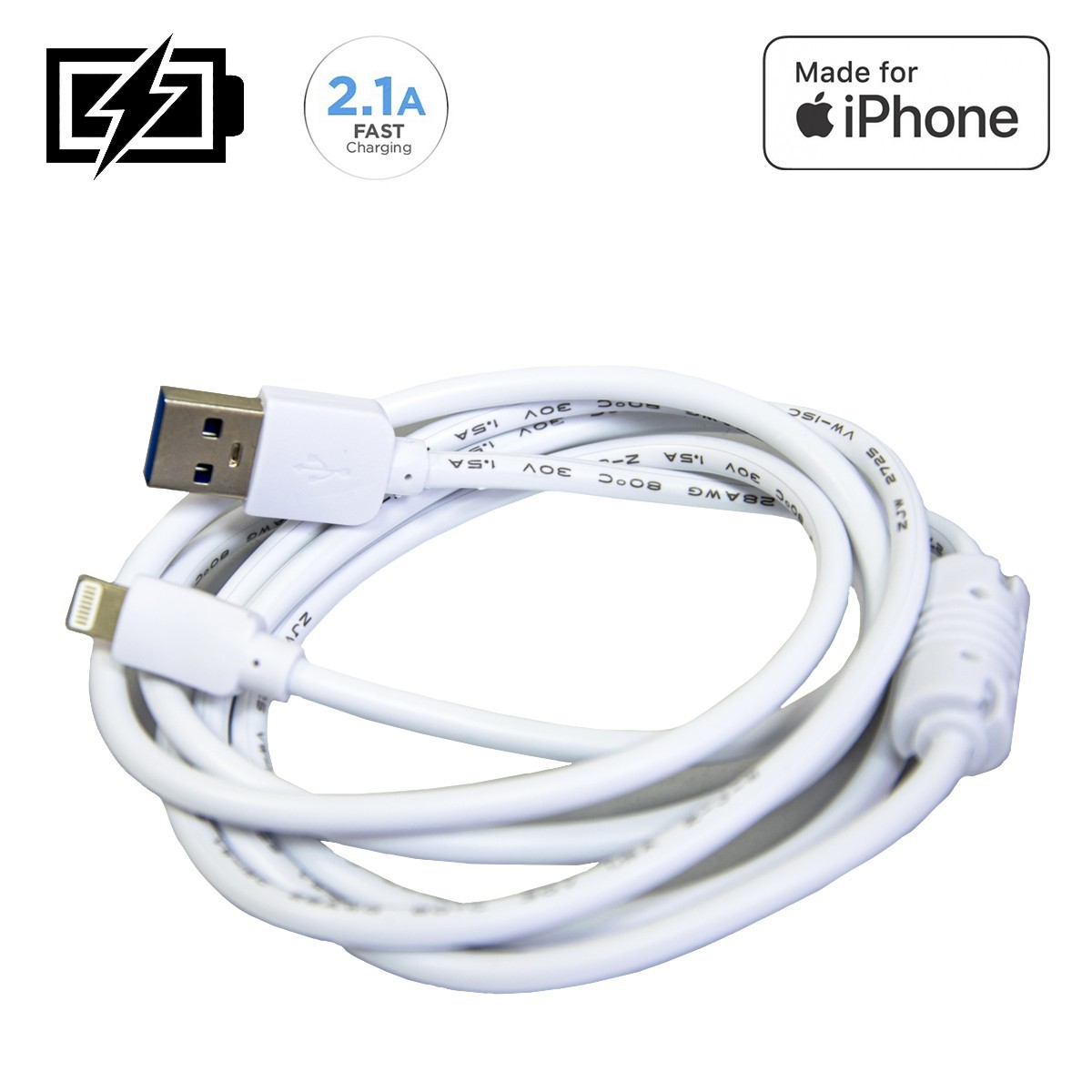Кабель для айфона Lightning High Quality 1.5м 2.1А лайтнинг провод ...