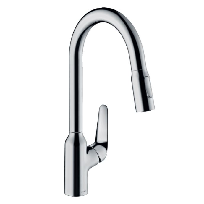 

Смеситель для кухни Hansgrohe Focus M42-H220 2Jet с выдвижным изливом, Sbox, хром (71820000)