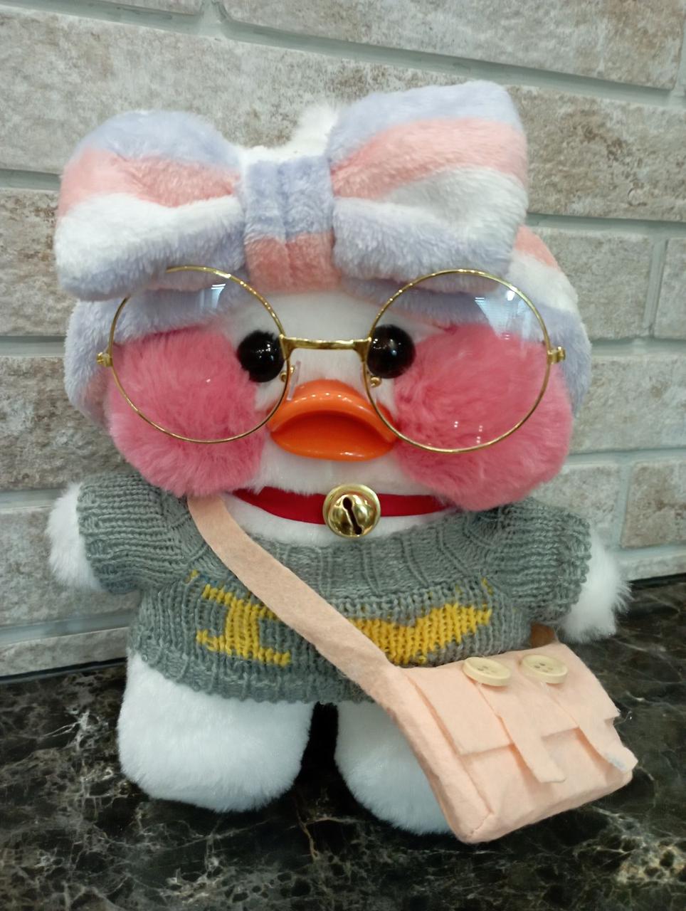 

Мягкая Плюшевая Игрушка Лалафан Уточка Lalafanfan Duck в одежде 30см 1127