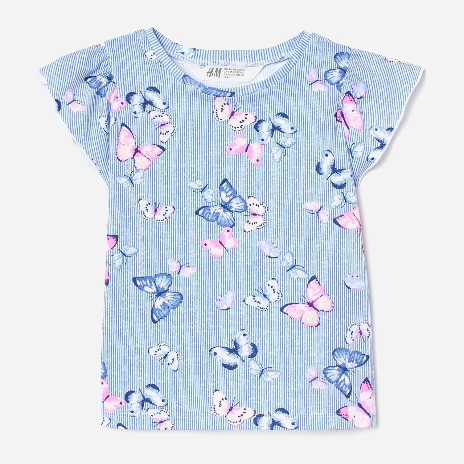 

Футболка H&M 2504-8655441 110-116 см Голубой/Бабочки