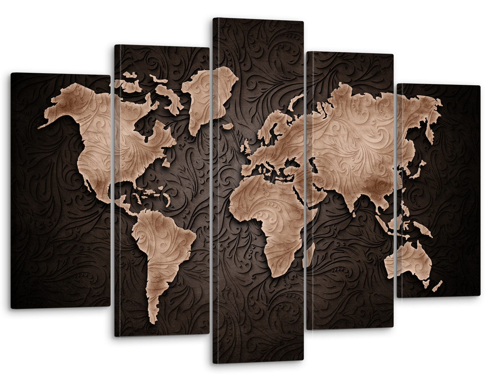 

Модульная картина на стену в гостиную / спальню "Карта мира с коричневым узором" 80x125 см MK50231