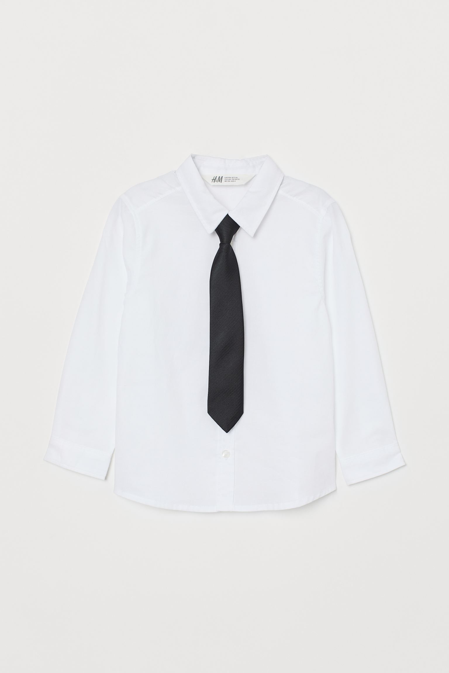

Рубашка с галстуком H&M 140см белый 1611755686